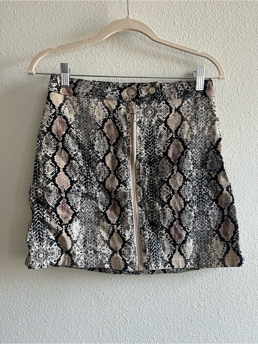 Altar'd State Snake Print Zip Up Mini Skirt size M